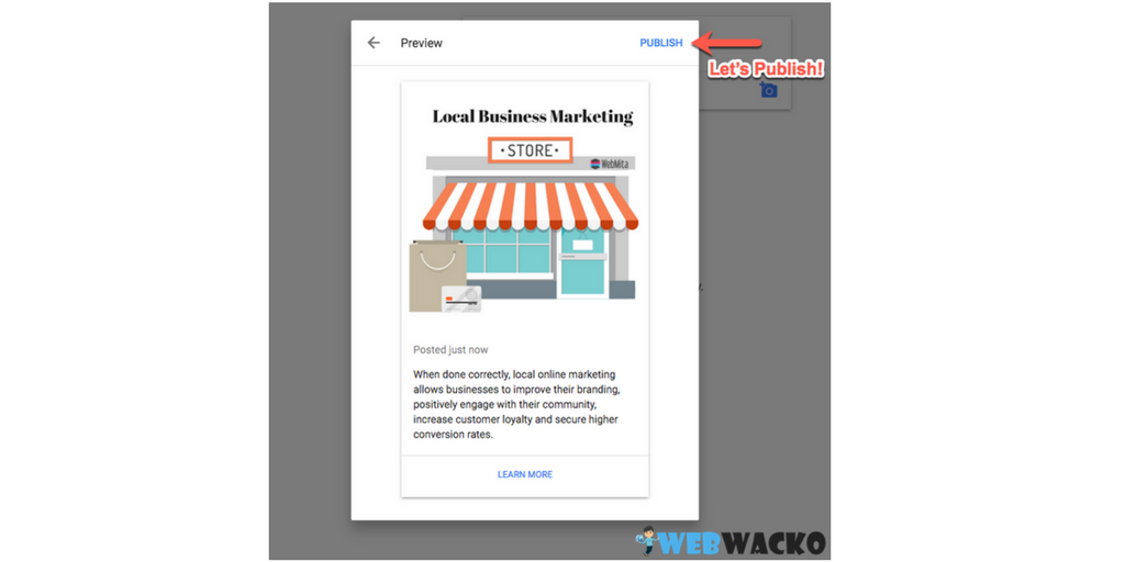 Google Post My Business Publishing First Post to Live